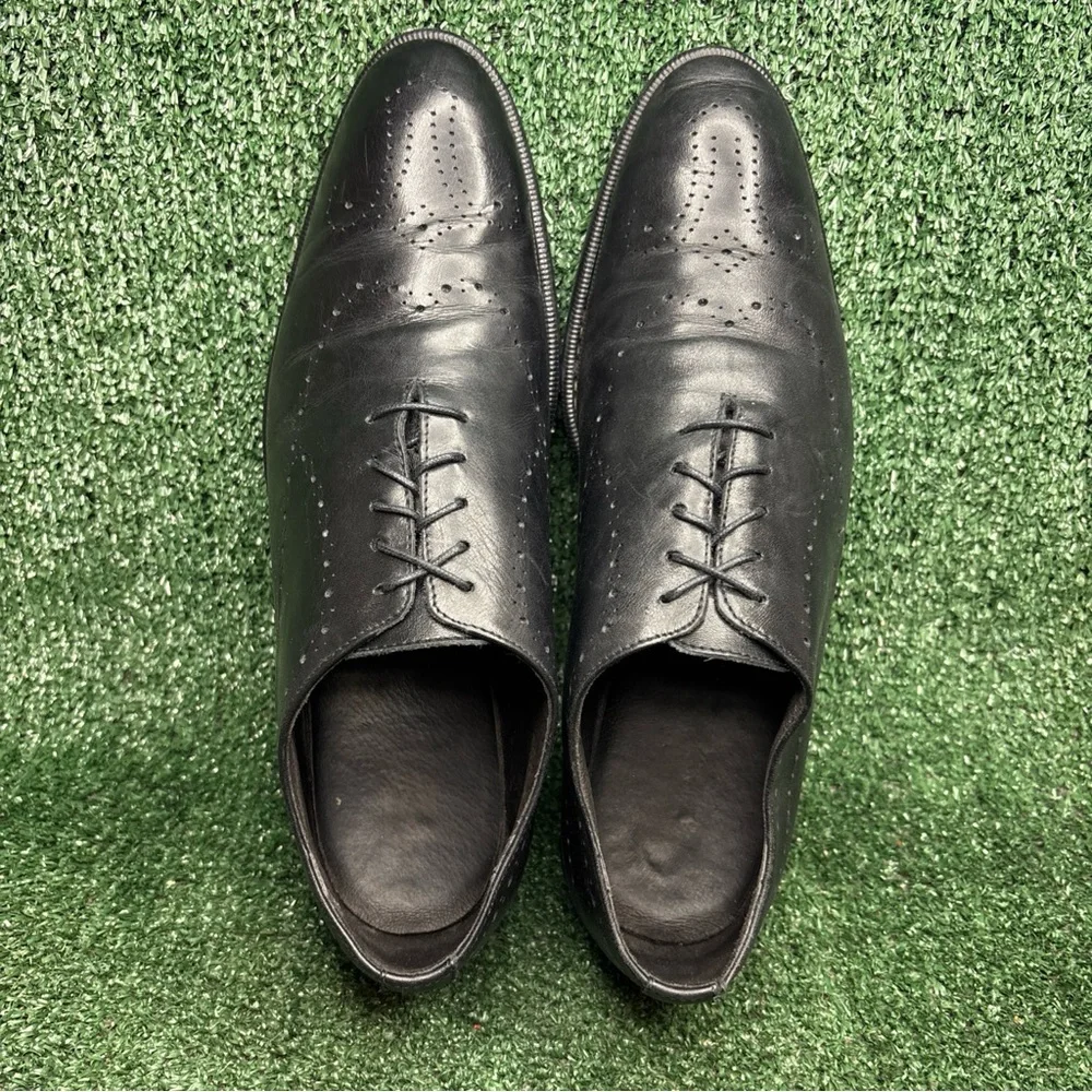 Bruno Magli Ansel Shoes Black Perforated Leather Made in Italy Mens 11 STUNNING